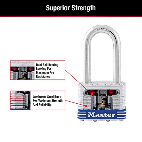 Master Lock 3TLF Laminated Steel Padlock 1-1/2" Shackle 2 Pack Keyed-Alike
