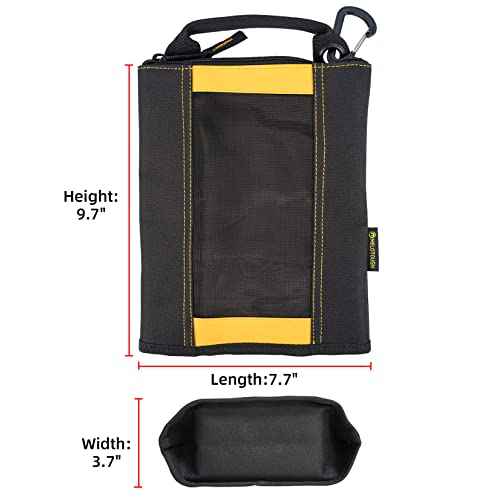 MELOTOUGH Fastener Bag Small Zip Tool Pouch Canvas Utility Zipper Tool Bag with Heavy Duty Mesh Window,Carabiner Clip (4 pack)