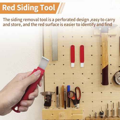 Vinyl Siding Removal Tool Fits for Reattach Siding Repair, Steel Blade Siding Zip Tool Extra Long Non-Slip Grip Handle£¨Red£©