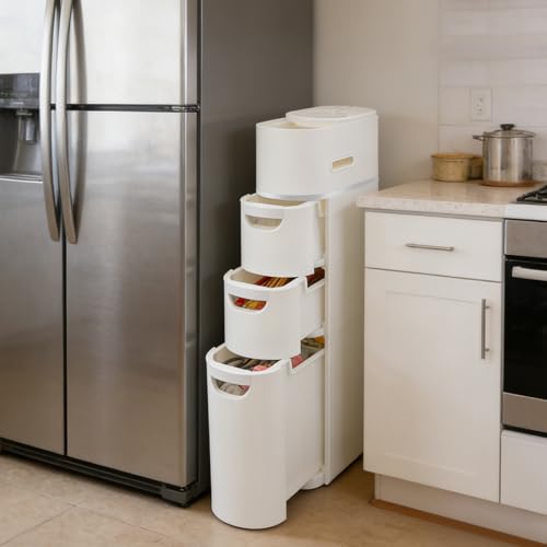 Tuxiatron Slim Bathroom Storage Cabinet with 3 Drawers & Space Organizer