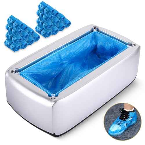 2025 Upgraded Shoe Cover Dispenser Automatic Machine with 200pcs Disposable Covers and Fits Most Shoes Size, Ideal Indoor Use for Home, Office, Hospital, Factory, Laboratory