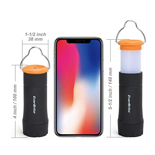 EverBrite 2-in-1 Mini Lanterns and Flashlights with 3 Modes, 2 Pack Portable Outdoor LED Zoomable Torches, Camping Essentials for Hurricane, Hiking, Night Walking, Emergency