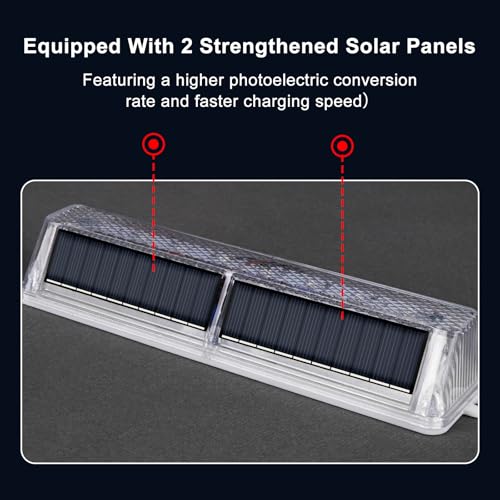 Aolyty Solar Warning Light, Bright Red and Blue Light Flashing Alternately Waterproof Emergency Caution Light for Construction Site, Dock, Guardrails, Driveway, Beacon (Red & Blue)