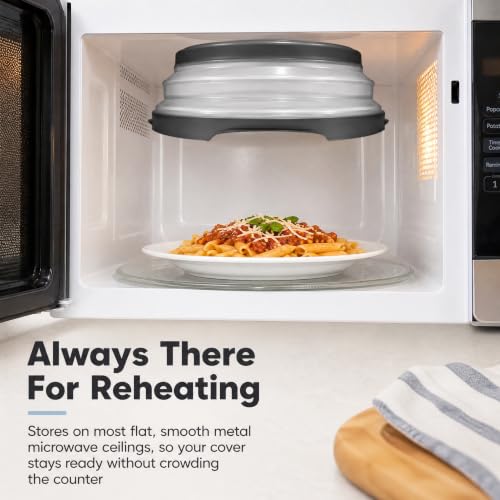 Hover Cover Magnetic 12-Inch Collapsible Microwave Splatter Cover - Gray, Full Size