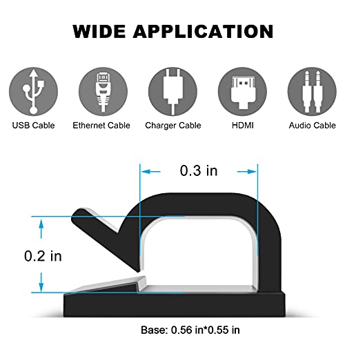 TidyHelper Black Small Adhesive Cable Clips 60 pcs for Wire Management