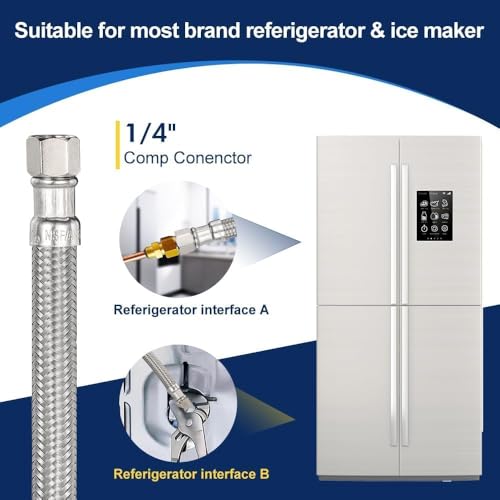 25ft Ice Maker Water Line 1/4" Quick Connect - Universal stainless braided