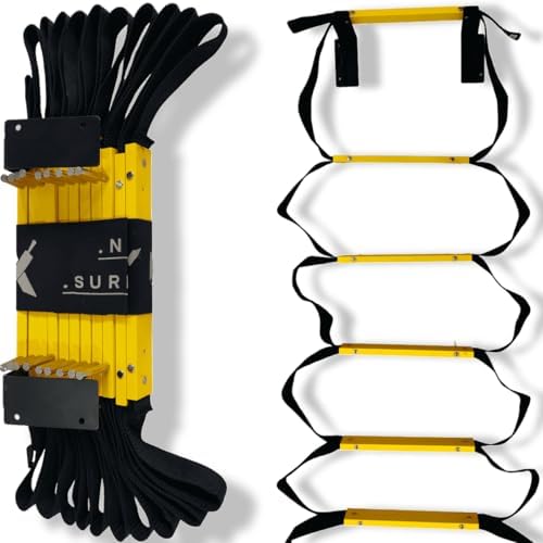 Permanent Fire Escape Ladder Two-Story 13ft | Ladder for Egress, Window or Attic | Hanging Ladders for Fire Emergency | Home Safety | External Ladders for Fire Evacuation | Wall-Mounted Climbing Rungs