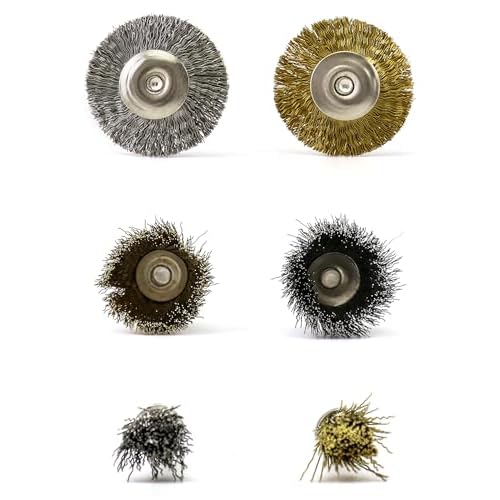 QWORK 36Pcs Brass & Stainless Steel Wire Brush Polishing Wheel Kit for Rotary Tools - for Metal, Wood Grinding, Deburring, and Polishing