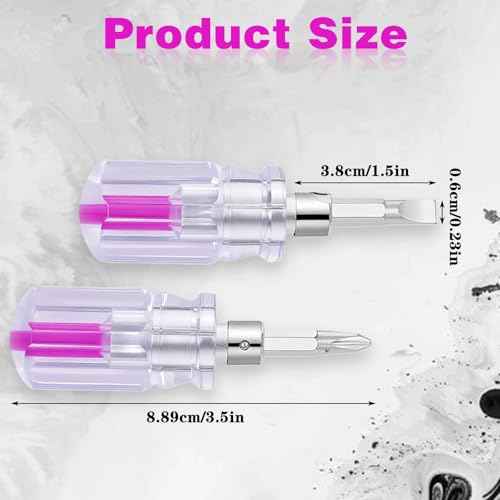 2 PCS Mini Short Stubby Screwdrivers Set, Flat & Phillips Head Short Screwdriver, Compact Pocket Magnetic Dual End Screwdrivers for Tight Spaces Computer Glasses Sewing Machine and DIY Repairing