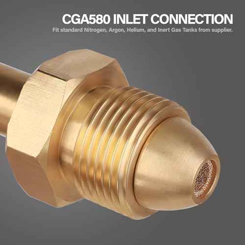 Nitrogen Regulator with 0-400 PSI Delivery Pressure, 60" Hose CGA580 Inlet Connection and 1/4'' Male Flare Outlet Connection