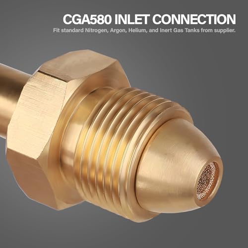 Nitrogen Regulator with 0-400 PSI Delivery Pressure, 60" Hose CGA580 Inlet Connection and 1/4'' Male Flare Outlet Connection
