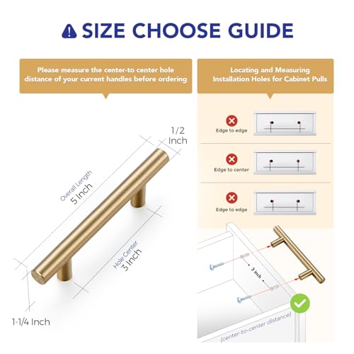 Ravinte 3 Inch Center Champagne Bronze Cabinet Handles Pack of 30