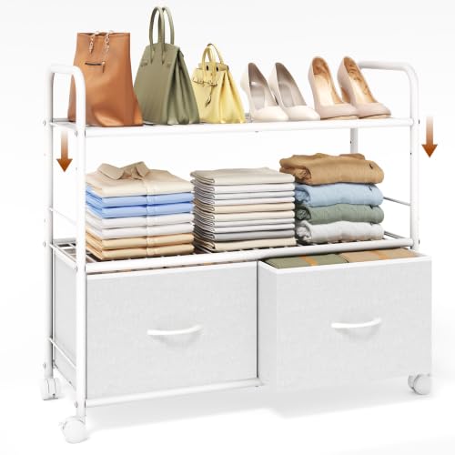 Heavy Duty Metal Closet Organizer with Fabric Drawers, 3-Tier Storage