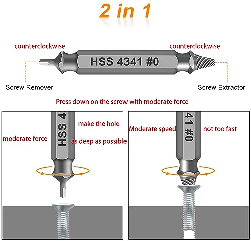 Damaged Screw Extractor Set for Removing Rusted or Broken Screws - High-Speed Steel Tools, Perfect Gift for Men & DIY Enthusiasts