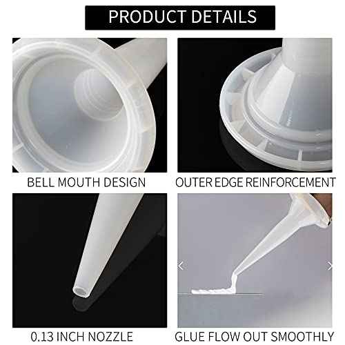 12Pcs Caulking Nozzle Cones Nozzles for Sausage Caulking Gun, Epoxy Piston Caulking Gun Tip Replacement Extension Tool
