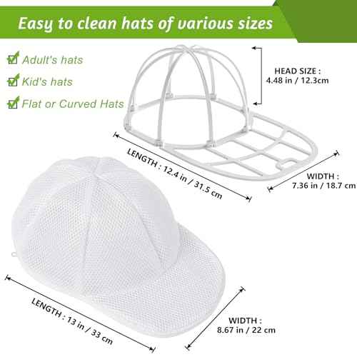 Eiito Hat Washer Cage Hats Cleaner, Hat Washer for baseball caps for Washing Machine or Dishwasher, Ball Cap Washer Frame for Flat & Curved Hats.2-Pack White