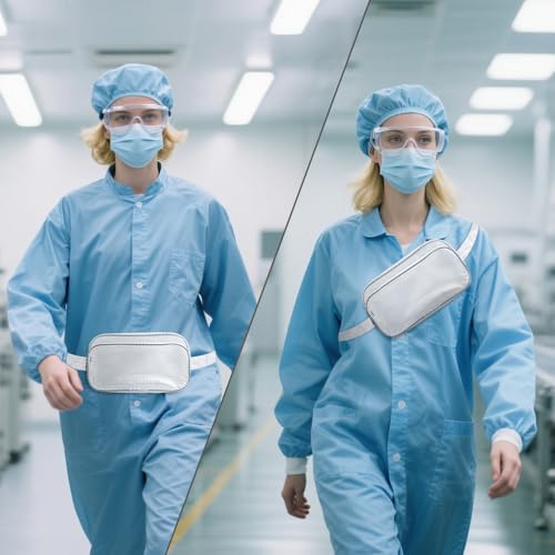 10.6 Inch Fanny Pack Tool Bag -Transparent & Anti-static Cleanroom Waist Pack Belt Bag for Work and Travel