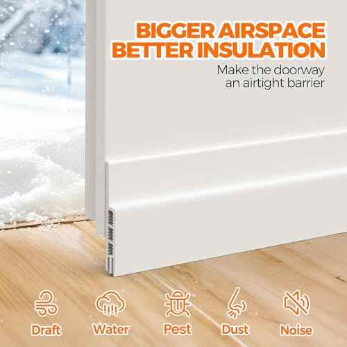 Holikme Door Draft Stopper Under Door Draft Blocker Insulator Doors Sweep Weather Stripping Noise Stopper Strong Adhesive, White