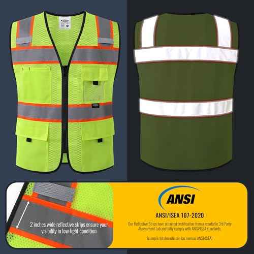 JKSafety Safety Vest for Men Women Hi Vis Relfective Vest with Pockets High Visibility Meet ANSI Standard