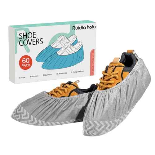 Shoe Covers Disposable 60 Pack, Non-Woven Booties for Shoes Covers,Durable Non Slip Shoe Protectors for Indoors, Breathable & Stretchable Fit for Most Sizes ?Protector for Home, Real Estate, Work