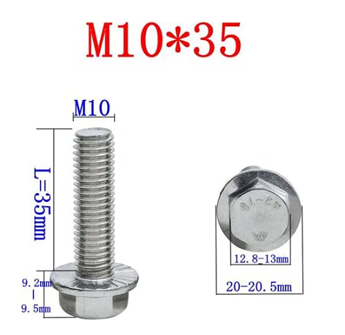Dsnaduo Stainless Steel Flange Screws, Flange Bolts, Exhaust Manifold Hardware Kit (Bolts&Nuts) M10X1.5-35mm (6-Pack)
