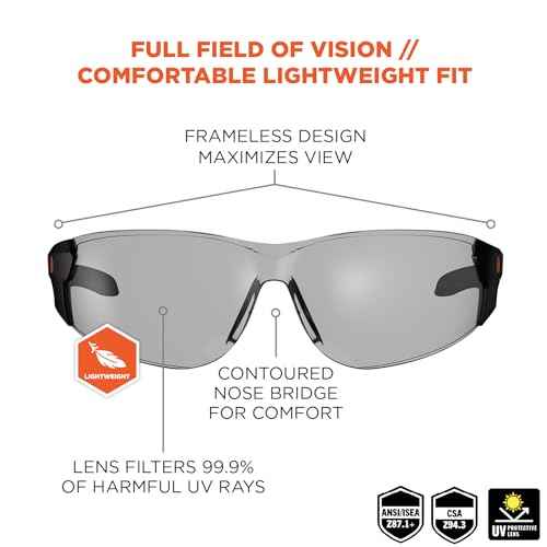 Ergodyne Skullerz SAGA Framless Safety Glasses, Anti Fog Lens Treatment