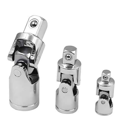 3PCS Swivel Socket Set (1/4", 3/8", 1/2"), 360¡Æ Rotating Chrome-Plated Steel Adapters for Wrenches, Automotive Repair & DIY, Universal Fit Anti-Slip Heavy-Duty Mechanics Tool Kit