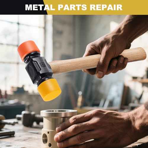 12oz Mallet Hammer with Tapping Block, Double-Face Nylon & Plastic hammer, Soft Face Hammer