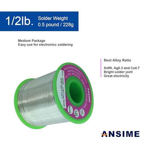 Fine Solder Lead Free Solder Wire Thin 0.3mm 0.01inch 0.5lb Rosin Core Flux Solder Wire Alloy Fine Electrical Soldering Wire Electronics Soldering RoHS Fast Melting Electric Solder