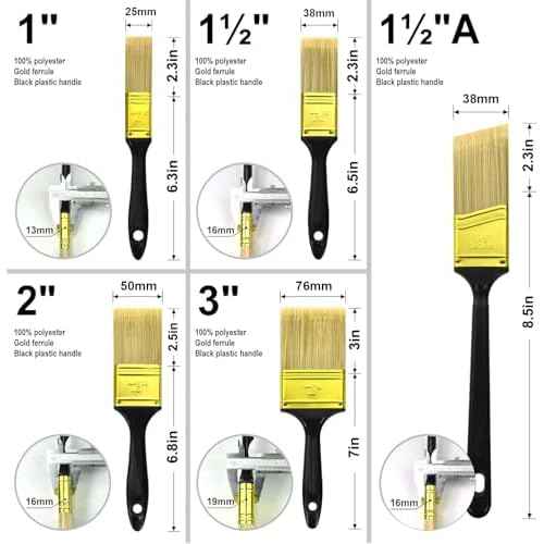 Great Andrew Paint Brushes, 5 Pack Great Value Multi use(3" 2" 1.5" 1" Flat &1.5" Angled) Paint Brush Pack, Paint Brushes Set for Home Furniture Fences Wall Trim
