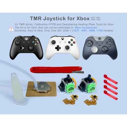 ElecGear 2x TMR Joystick and Desoldering Heating Plate Replacement for Xbox One Controller, Calibration PCB, TMR Hall Control Stick and Soldering Wick Repair Tools ? (TMR-XB1)