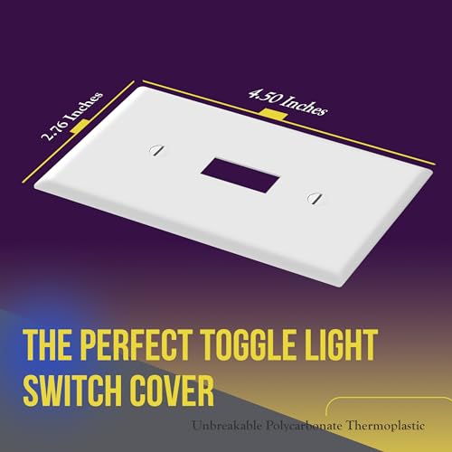 ENERLITES White 1-Gang Toggle Wall Plate Cover 4.50 x 2.76 Inches Pack of 10 with Screws