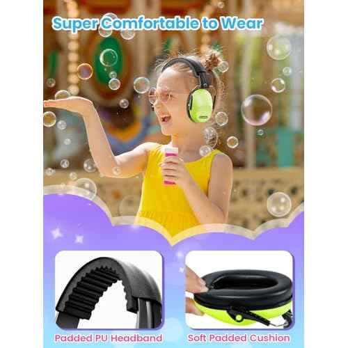 Ear Muffs for Noise Reduction: 27.4SNR Noise Cancelling Headphones for Kids Adults, EM100 Adjustable Hearing Protection Earmuffs for Monster Jam, Autism Sensory, Concerts, Fireworks