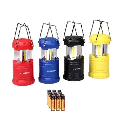 LED Lantern Mini 4 Pack, Camping Lanterns with 12 AAA Battery Operated/Portable & Collapsible, LED Camping Lantern for Kids/Hurricane/Camping/Emergency/Power Outage