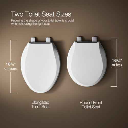 KOHLER 4636-RL-0 Cachet ReadyLatch Elongated Toilet Seat Slow Close, Soft Close Toilet Seat Quiet Lid, Contoured Grip-Tight Bumpers Installation Hardware, Apartment Essentials, White