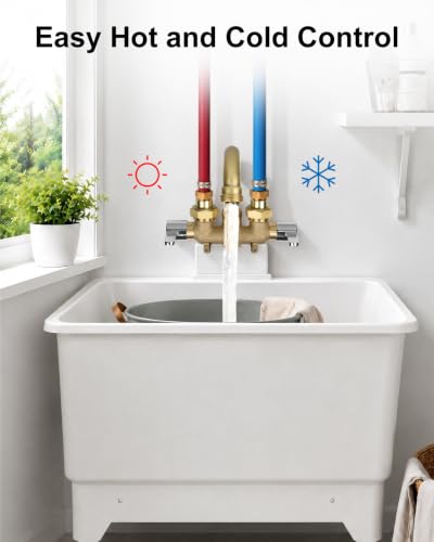 Aolemi Wall Mount Laundry Sink Faucet with 9-Inch Chrome & Brass Spout