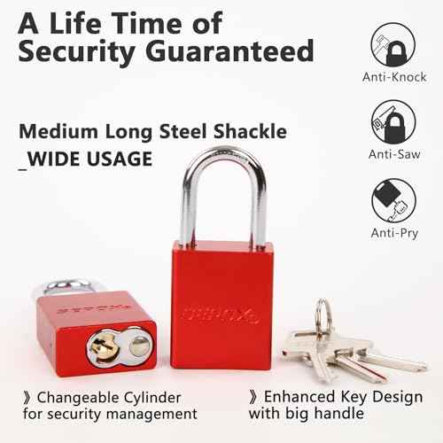 SEPOX¢ç Ultra-Durable Anti-Rust Outdoor Padlock - Red Aluminum 38mm 1-1/2" with Long Shackle & 3 Big Keys Ideal for Gate, Storage, Locker, Fence & Lock-Out, High Security