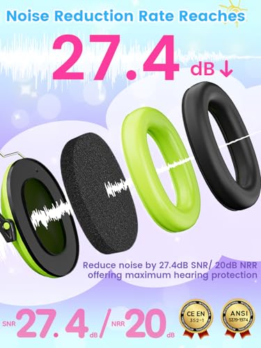 Green Kids & Adults Noise Cancelling Headphones - Adjustable & Comfortable