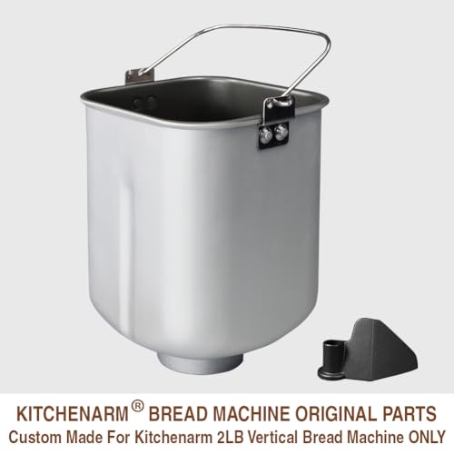 KitchenArm 2LB Vertical Bread Pan with Kneading Paddle, Teflon Nonstick, Silver Inside Black Outside (KA8520/KA8510) – Replacement Part