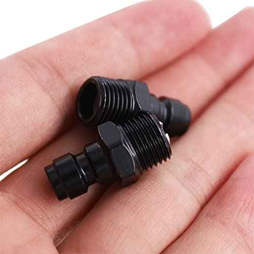 8mm Quick-Disconnect Plug Adapter, 1/8" NPT Male Thread, Foster PCP Airsoft Adapter Fittings, Black Zinc Plated Copper