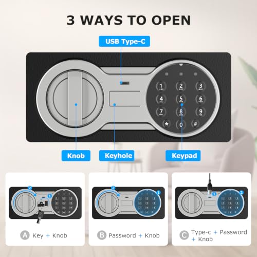 Bonsaii Safe Box with Electronic Keypad 0.6 Cu.Ft Home Office Security Safe