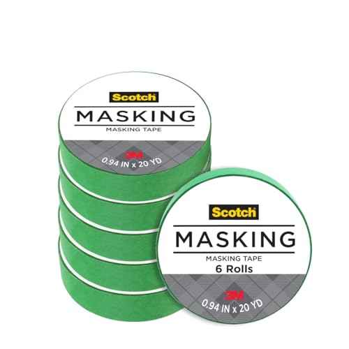 Scotch Expressions Masking Tape, .94 in x 20 yd, Great for Decorating, DIY, and Crafts, 6 Rolls, Primary Green