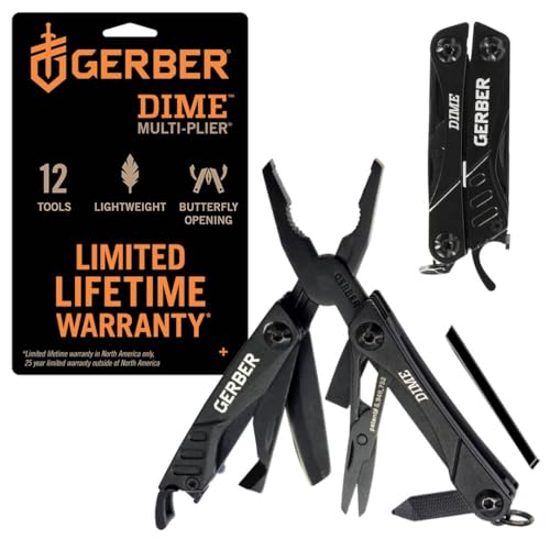 Gerber Dime 12-in-1 Mini Multitool Pliers with Pocket Knife & Bottle Opener - Black