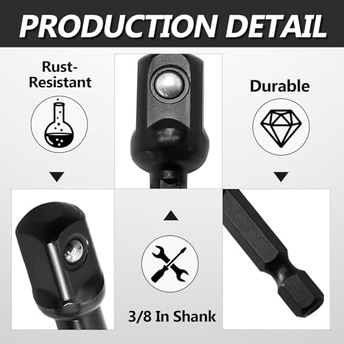 12 Pcs Impact Socket Adapter, Square Socket Extension Driver Bits Hex Adapter, Adapter Kit for Drills/Automotive/DIY(1/2 Inch)