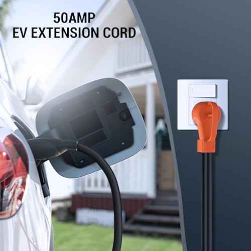 Tera Extension Cord 50 Amp RV & EV 3 FT: NEMA 14-50P to 14-50R 4 Prong 250V Heavy Duty with Grip Handle Cord Organizer 6/3+8/1 Gauge STW RV Power Cord for Tesla J1772, Orange