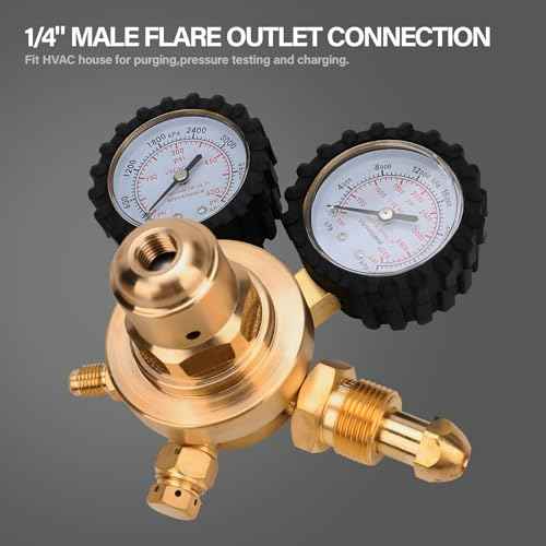 Nitrogen Regulator with 0-400 PSI Delivery Pressure, 60" Hose CGA580 Inlet Connection and 1/4'' Male Flare Outlet Connection