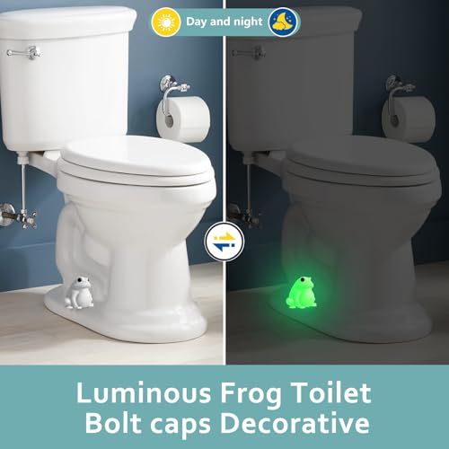 White Frog Toilet Bolt Covers - Glow in the Dark Bathroom Decor (2 Pack)
