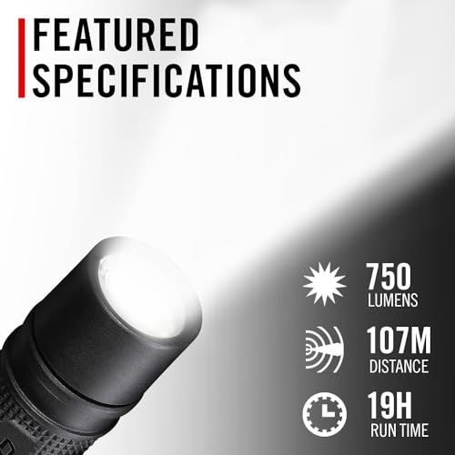 COAST PX9 750 Lumen Dual Power LED Flashlight with Dual Fixed Focus Optic, Stainless-Steel Pocket Clip and Textured Grip- Compatible with Alkaline OR Rechargeable (ZX850) Batteries