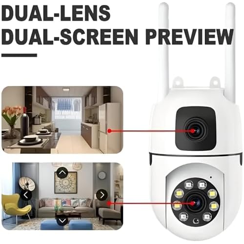 Camera Home Security, Outdoor Camera Dual Lens, WiFi Human Detection, HD Night Vision, 2-Way Talk, Indoor/Outdoor Camera, Dual Screen App Control, for Home Yard Store, Surveillance Wireless Camera (2)