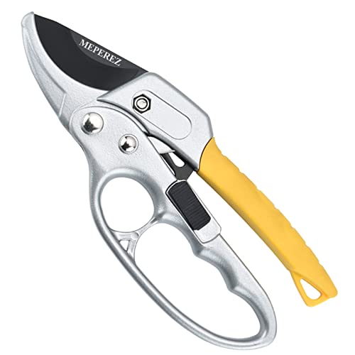 MEPEREZ Modern Pruning Shears - Garden Clippers with 4x Cutting Power, 1-Inch Capacity, Arthritis-Friendly, Easy to Use, Durable Gardening Tool